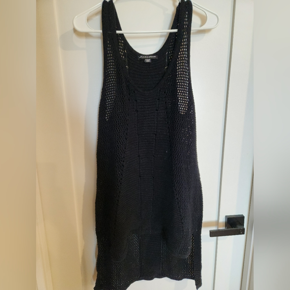Harlowe & Graham Black Crochet Top